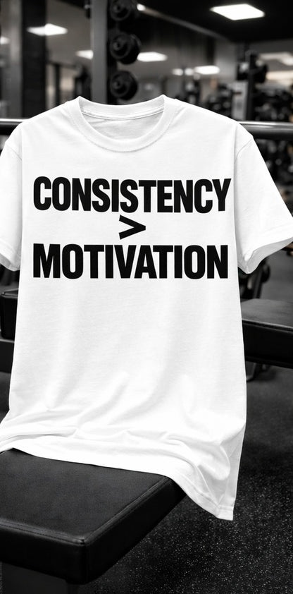 CONSISTENCY > MOTIVATION — Premium Streetwear T-Shirt